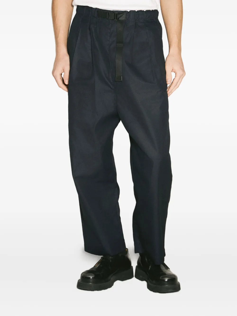 Comme Des Garçons Homme Deux Cotton-blend Belted Pants In Blue