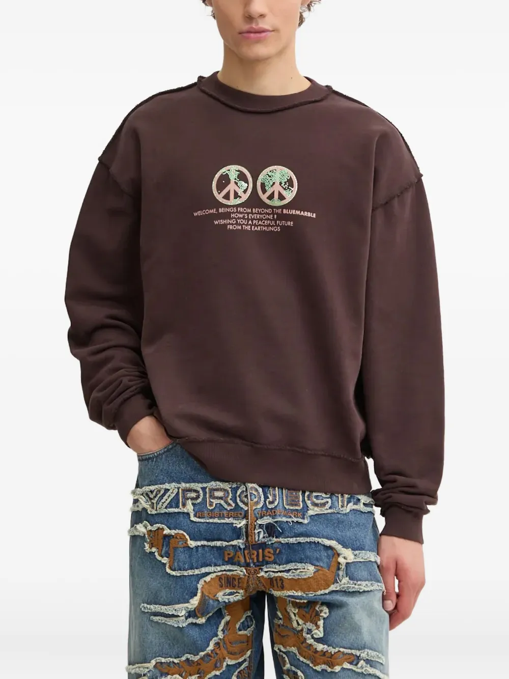 peace-globe print sweatshirt