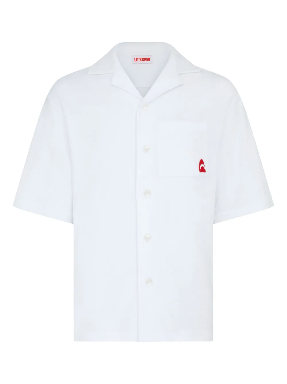 Shop Let's Swim Shark-embroidered Shirt In White