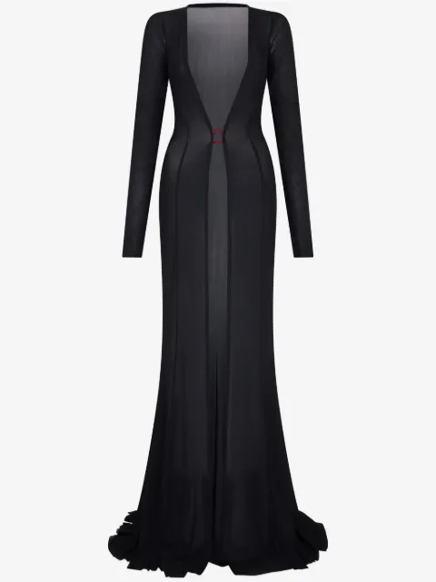 Let's Swim logo-shark mesh maxi dress