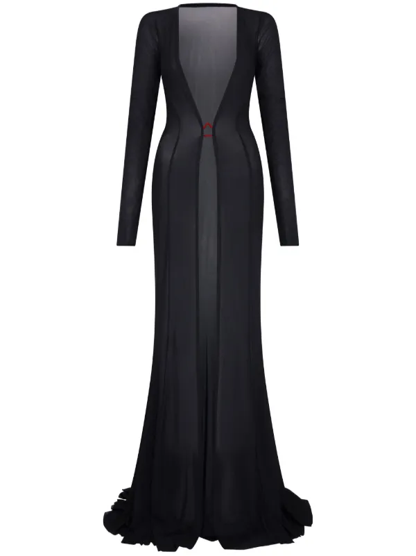 Let's Swim Logo-shark Mesh Maxi Dress - Black
