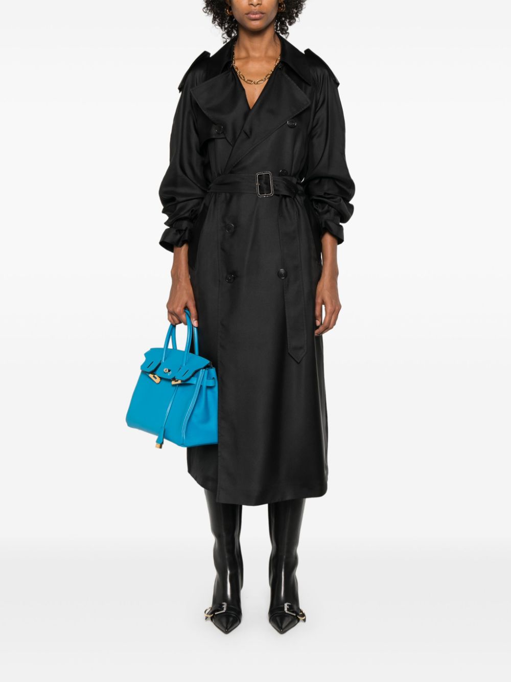 Saint Laurent silk trench coat - Zwart