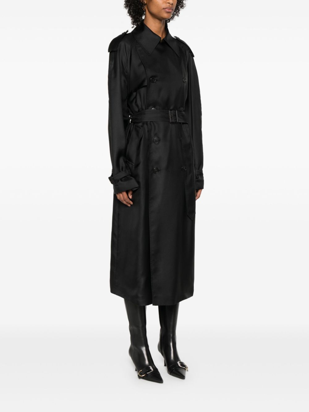 Saint Laurent Zijden trenchcoat Zwart