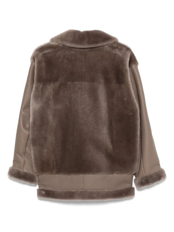 アウターその他 BLANCHA Women Outer 11555 VI PAST BROWN Blancha Panelled Leather Short Coat | Brown | FARFETCH