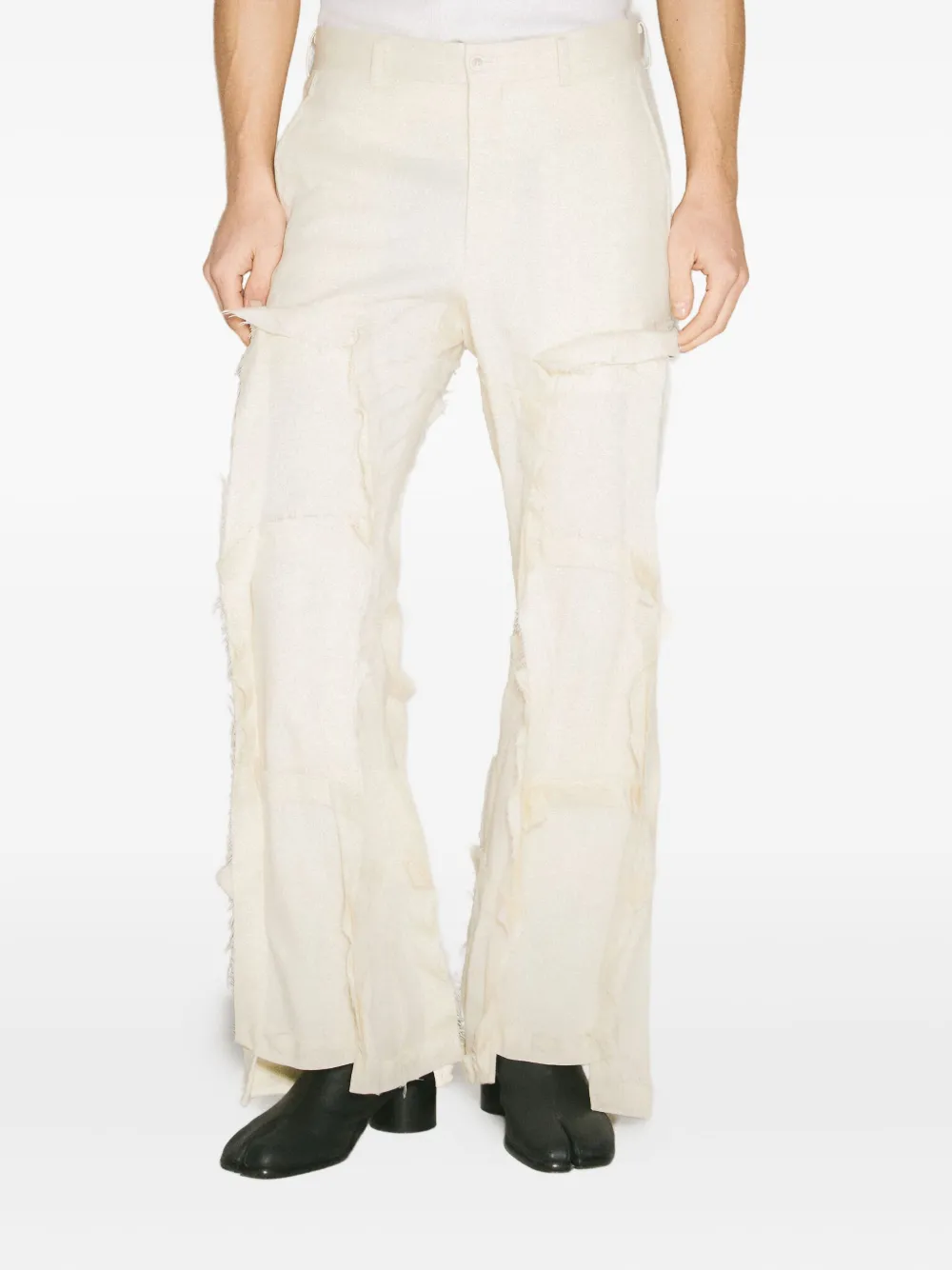 Comme des Garçons Homme Plus frayed-details tailored trousers Beige