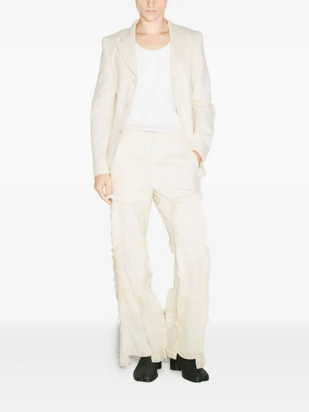Comme des Garçons Homme Plus frayed-details tailored trousers Beige