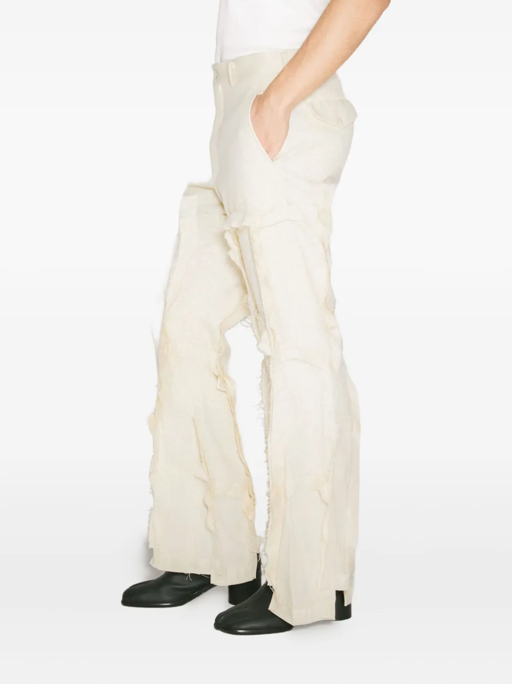 Comme des Garçons Homme Plus frayed-details tailored trousers Beige