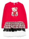 Monnalisa teddy bear-print dress - Red