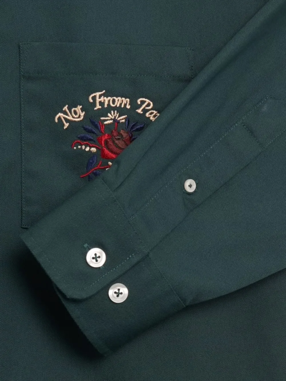 Drôle De Monsieur La Chemise Fleurs overhemd met tekst Groen