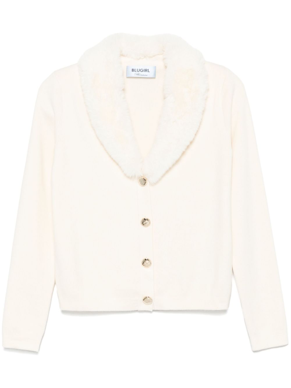 Blugirl faux-fur collar cardigan - Neutrals