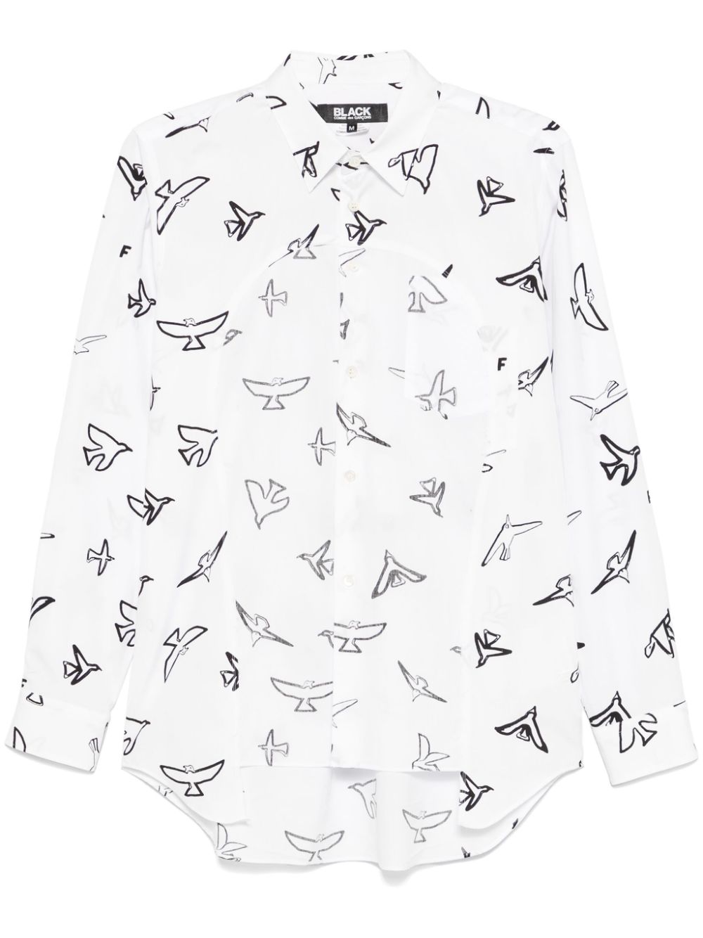 Black Comme Des Garçons birds-print shirt - White