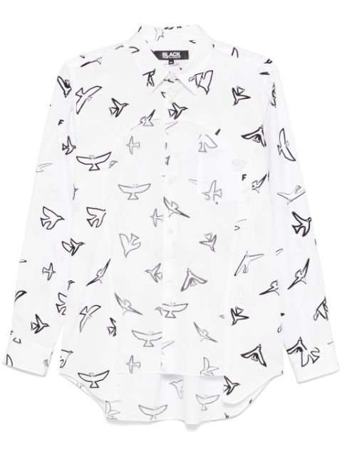 Black Comme Des Garcons birds-print shirt Men