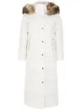 Moorer faux fur-trimmed hood coat - White