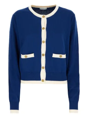 Enföld colour-block fine-knit Cardigan | Blue | FARFETCH PH