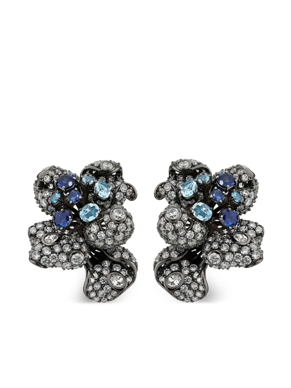 18kt white gold Bloomingdale diamond and sapphire earrings