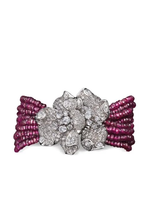 Anabela Chan 18kt white gold Bloomingdale ruby garnet and diamond bracelet