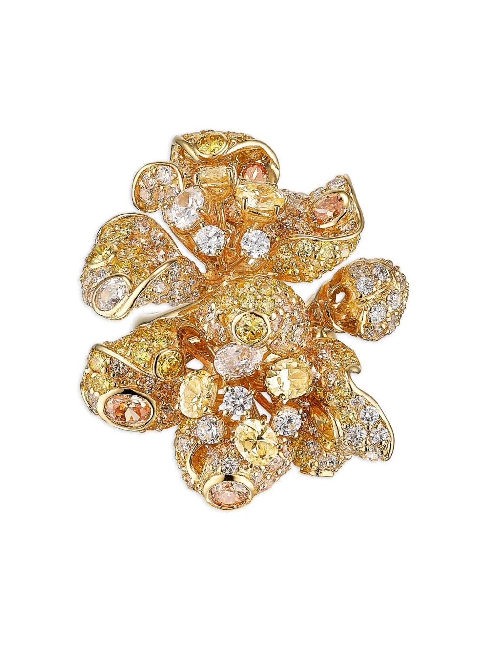 Anabela Chan 18kt geelgouden vermeil Bloomingdale ring met diamant