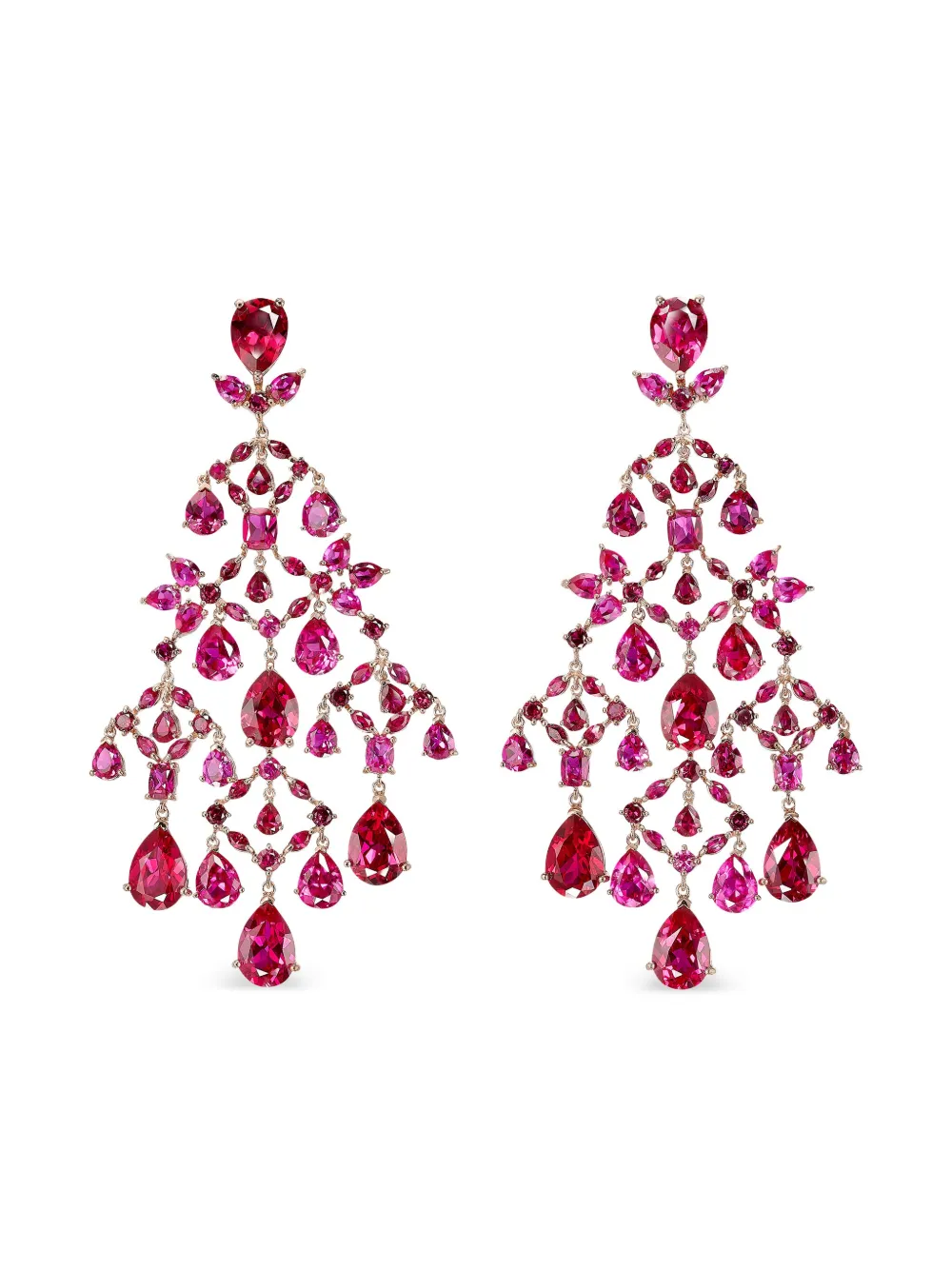 14kt gold Celestial Cascade ruby drop earrings