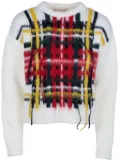 Iceberg check inlay sweater - White