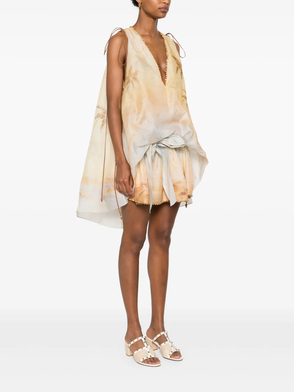 ZIMMERMANN Balance Plunge mini-jurk Geel