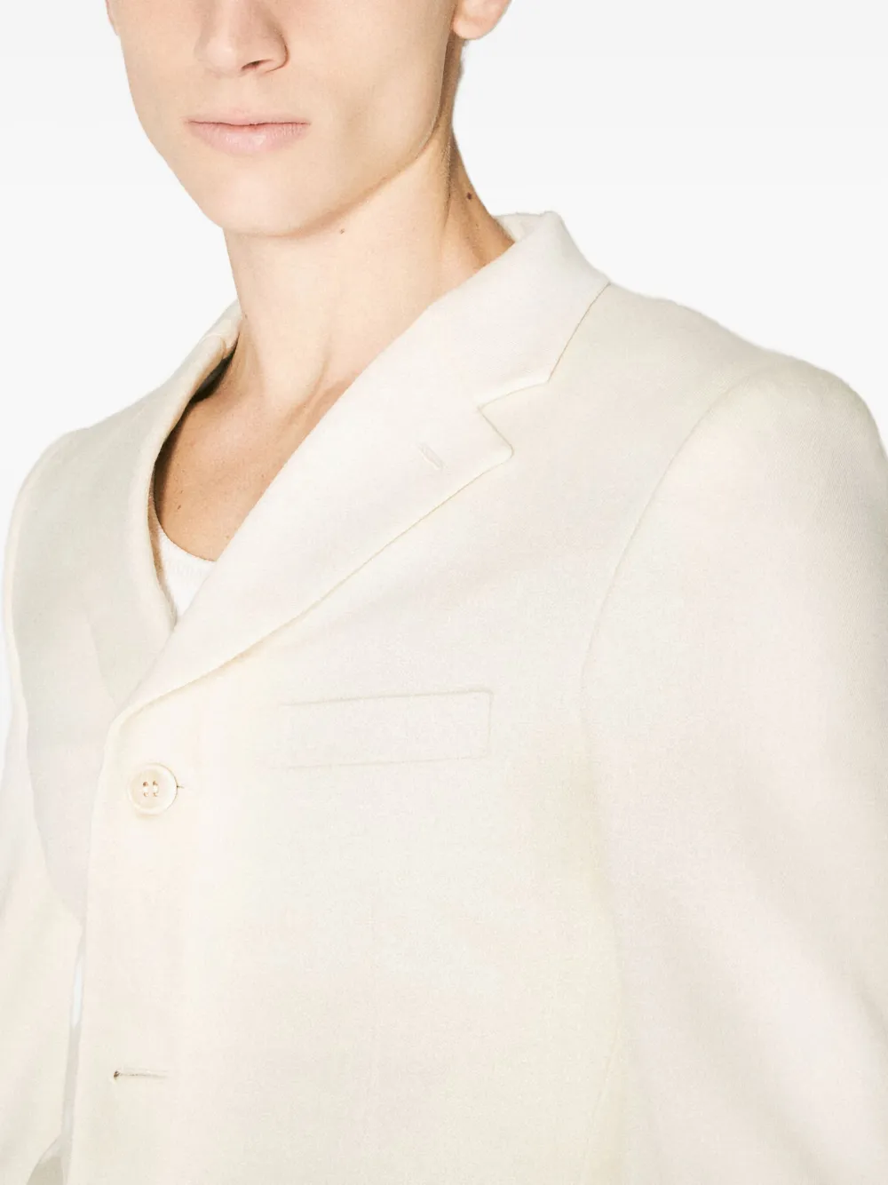 Comme des Garçons Homme Plus button-fastening notched-lapel blazer Beige