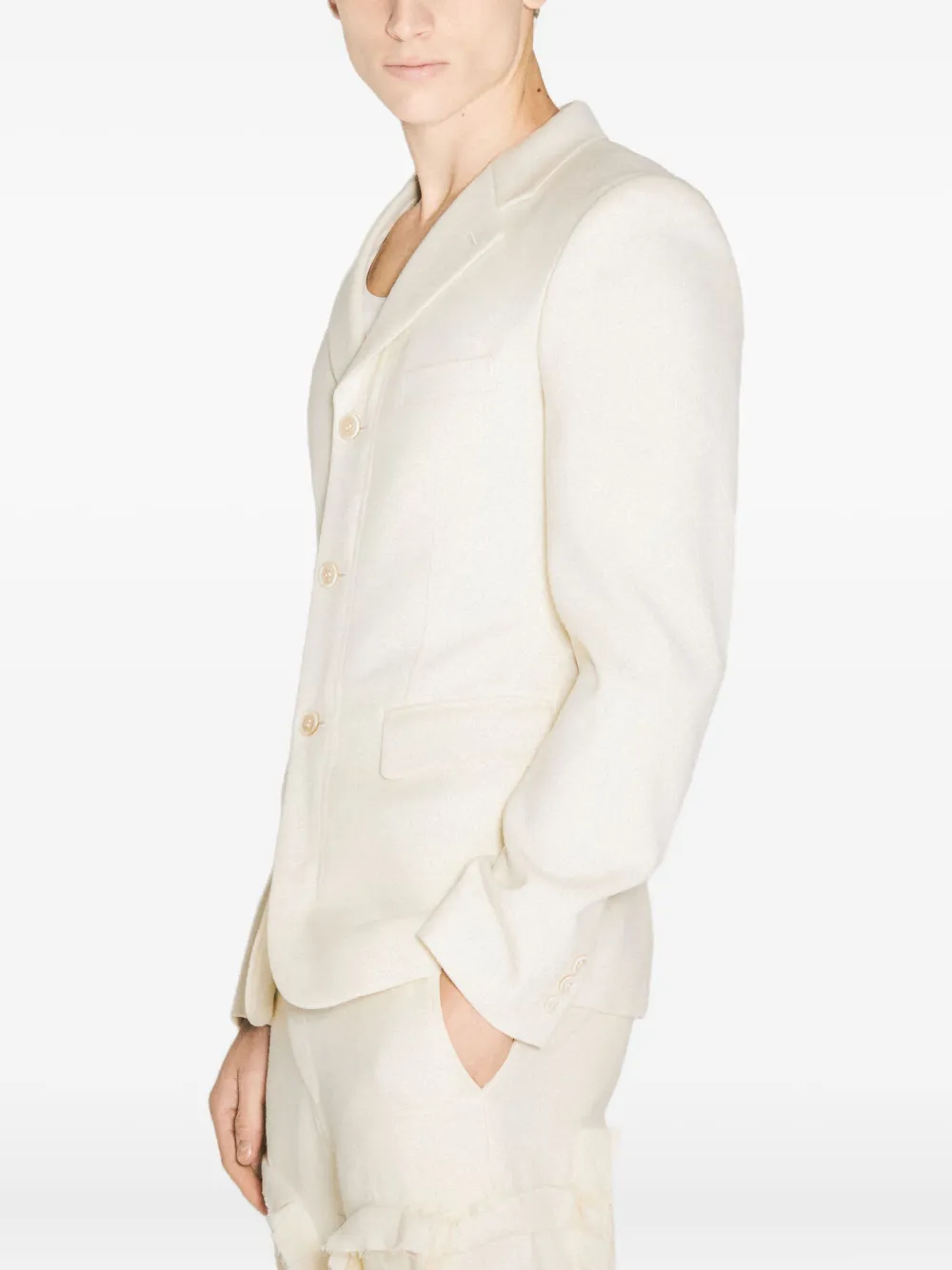 Comme des Garçons Homme Plus button-fastening notched-lapel blazer Beige