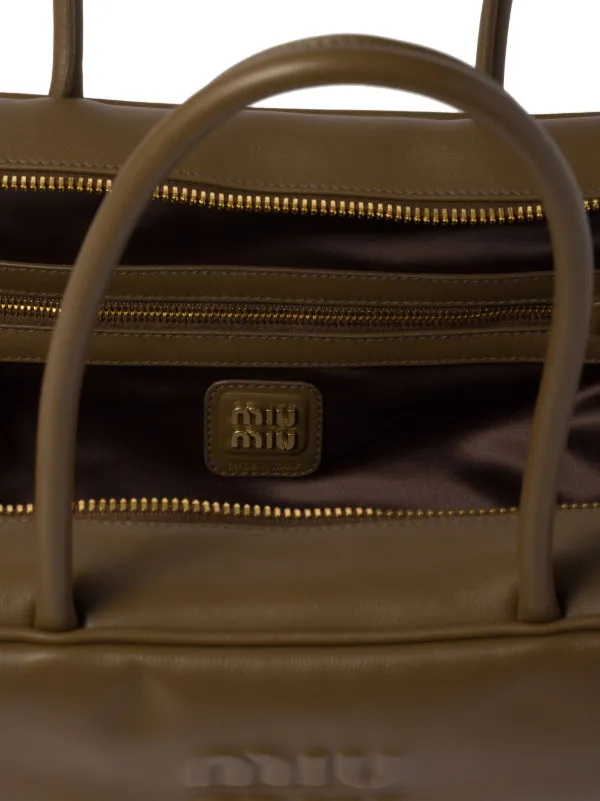 Miu Miu Leather Beau Tote Bag | Green | FARFETCH
