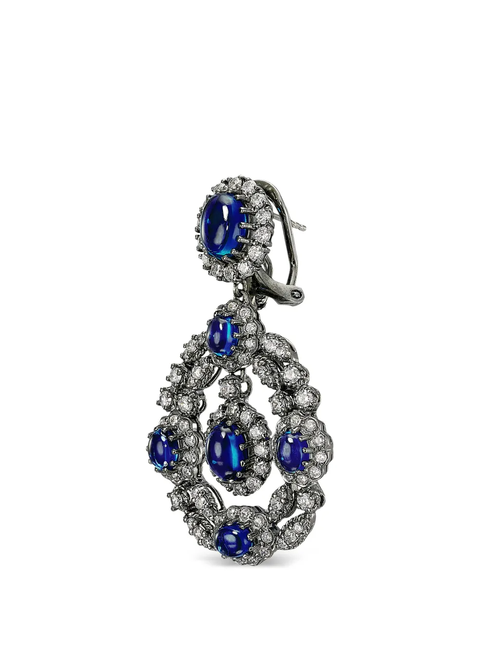 Anabela Chan 18kt Yellow Gold Treasure Diamond And Sapphire Earrings In 黑色