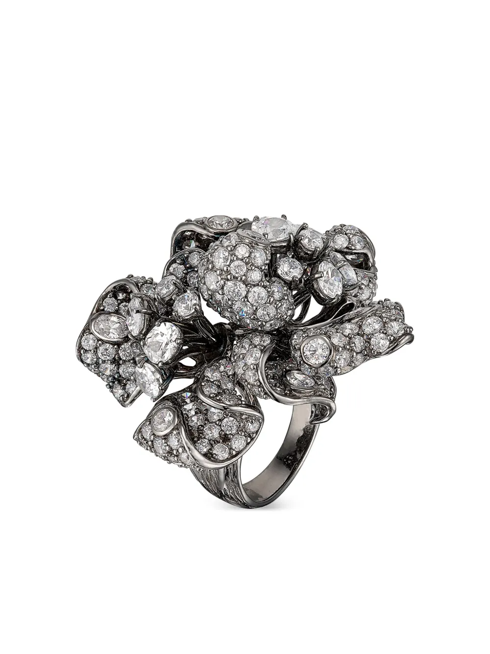 18kt black gold Magnolia diamond cocktail ring