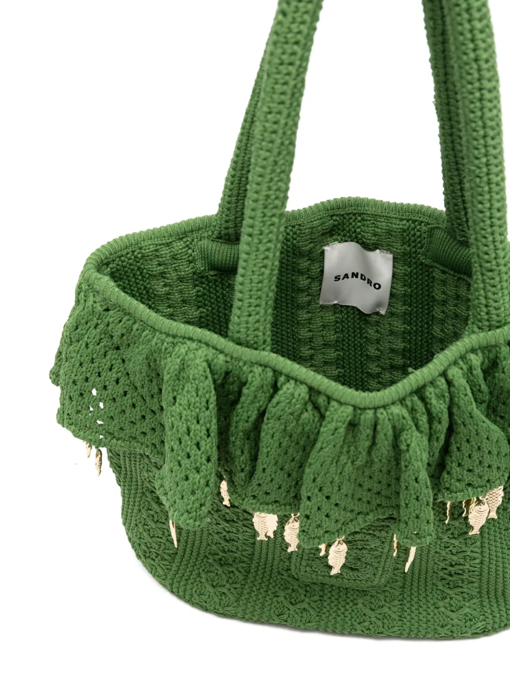 SANDRO Gehaakte shopper Groen
