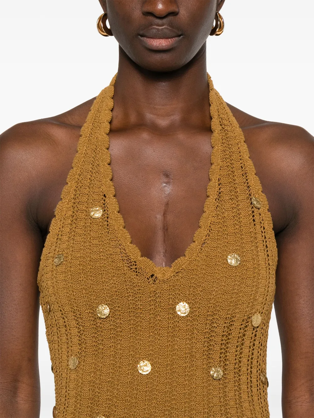 SANDRO Verfraaide maxi-jurk Bruin