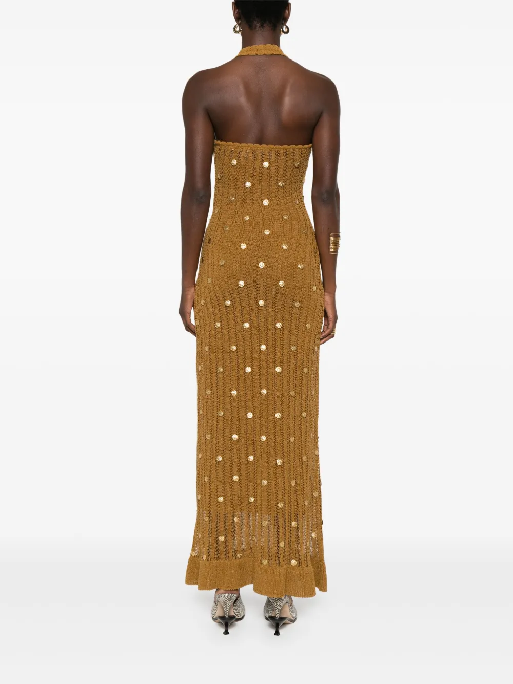 SANDRO Verfraaide maxi-jurk Bruin