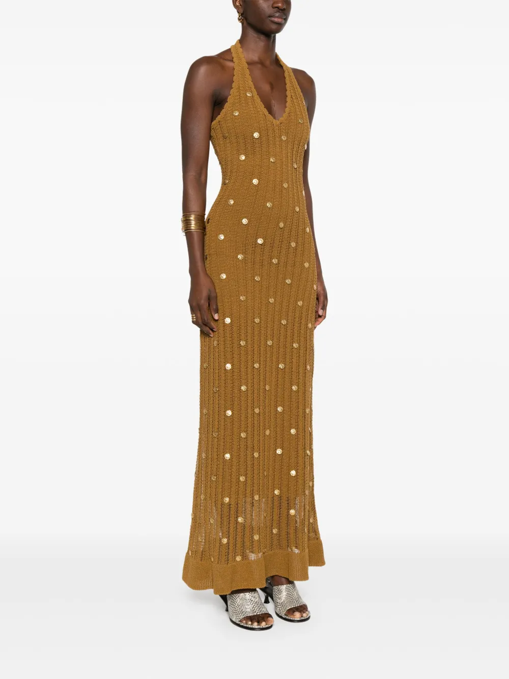 SANDRO Verfraaide maxi-jurk Bruin