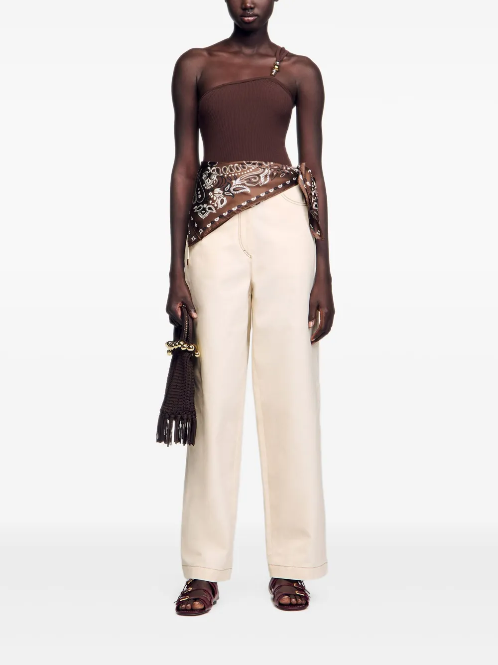 SANDRO bead-detail asymmetric bodysuit | Vests & Tank Tops | Image 2