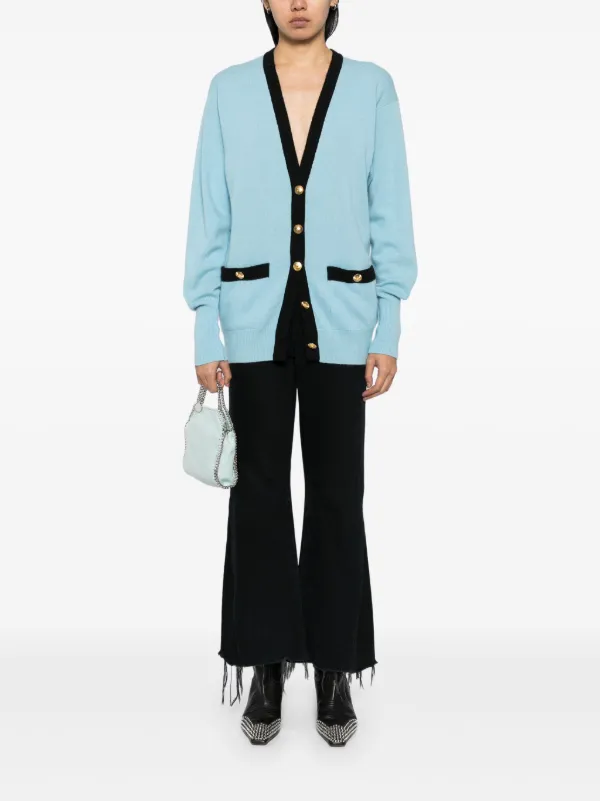 Chanel 水色 ボタン付きカーディガン CHANEL（シャネル）カーディガン 青 サイズ:36(XS位) レディース