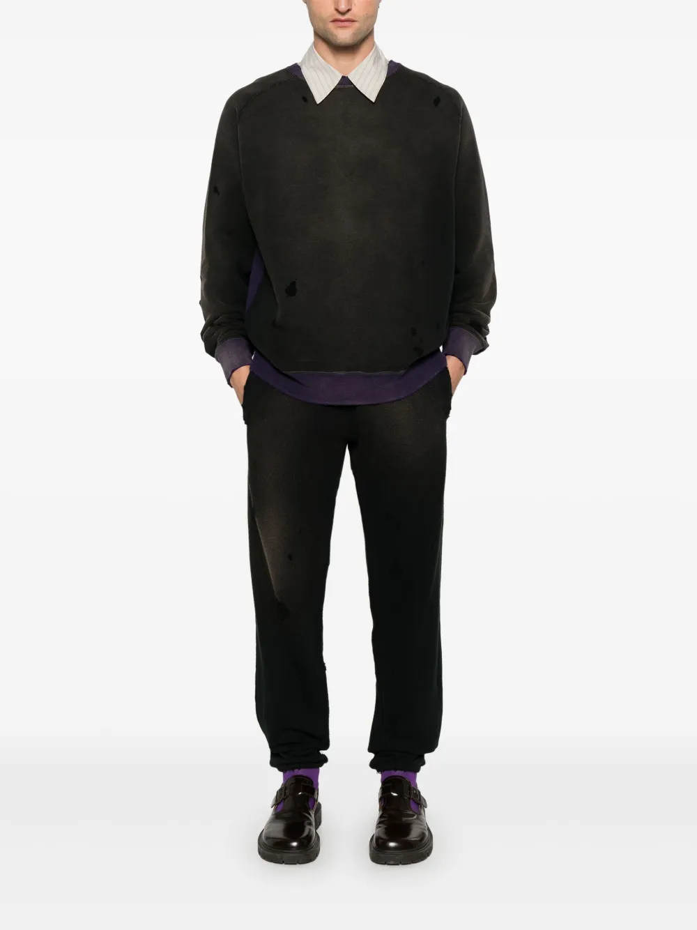 Needles Gerafelde sweater - Zwart