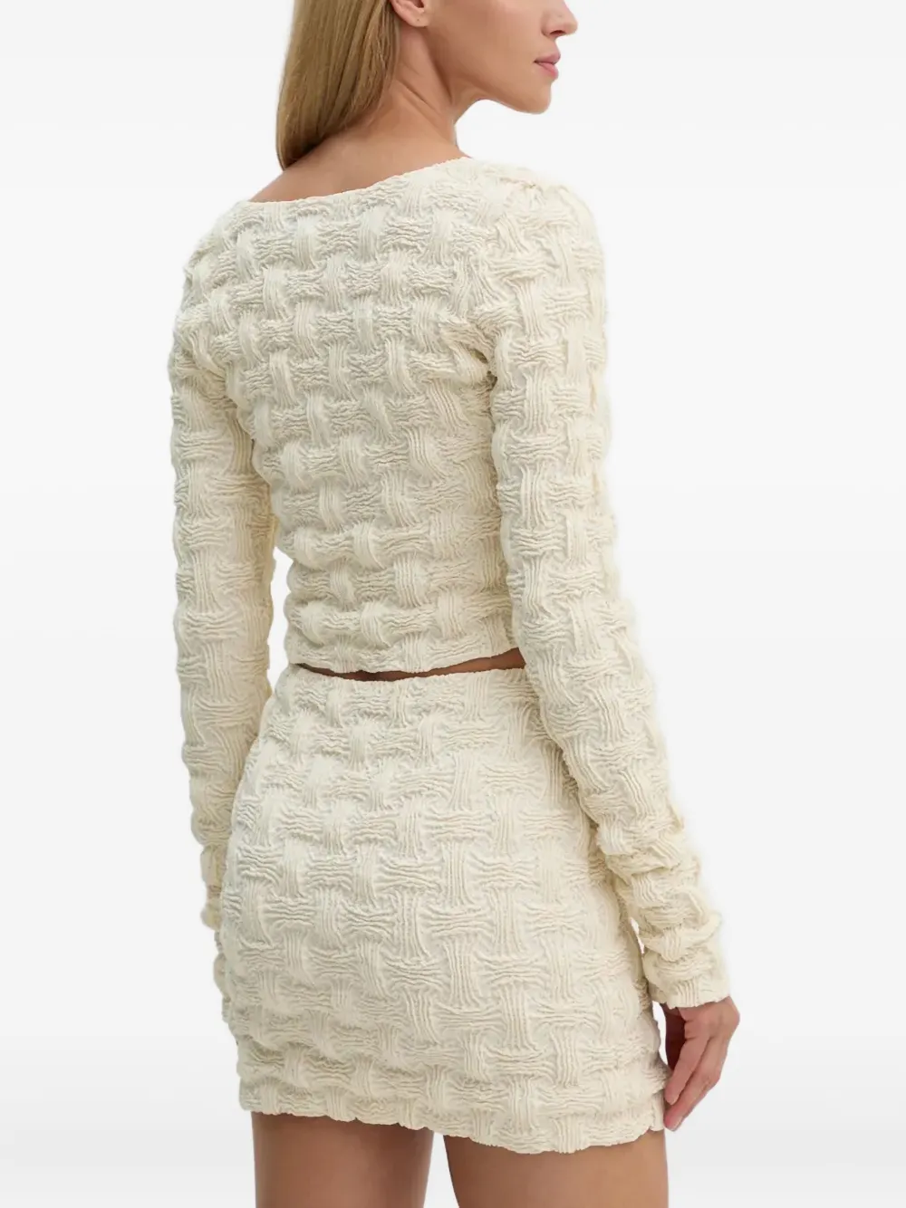 Nanushka Geweven top met knopen Beige