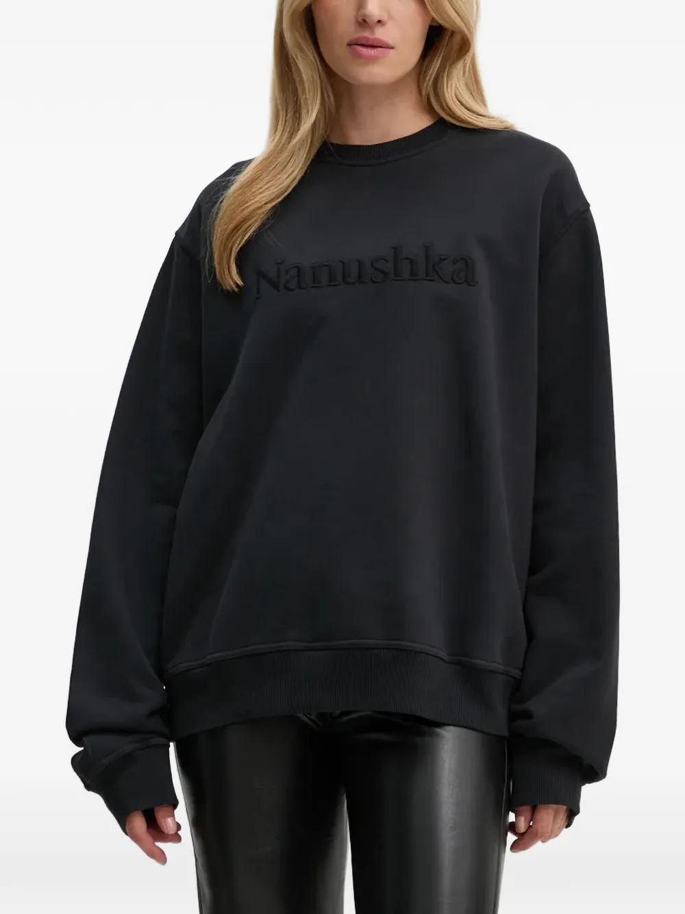 Nanushka embossed crew neck T-shirt - Nero