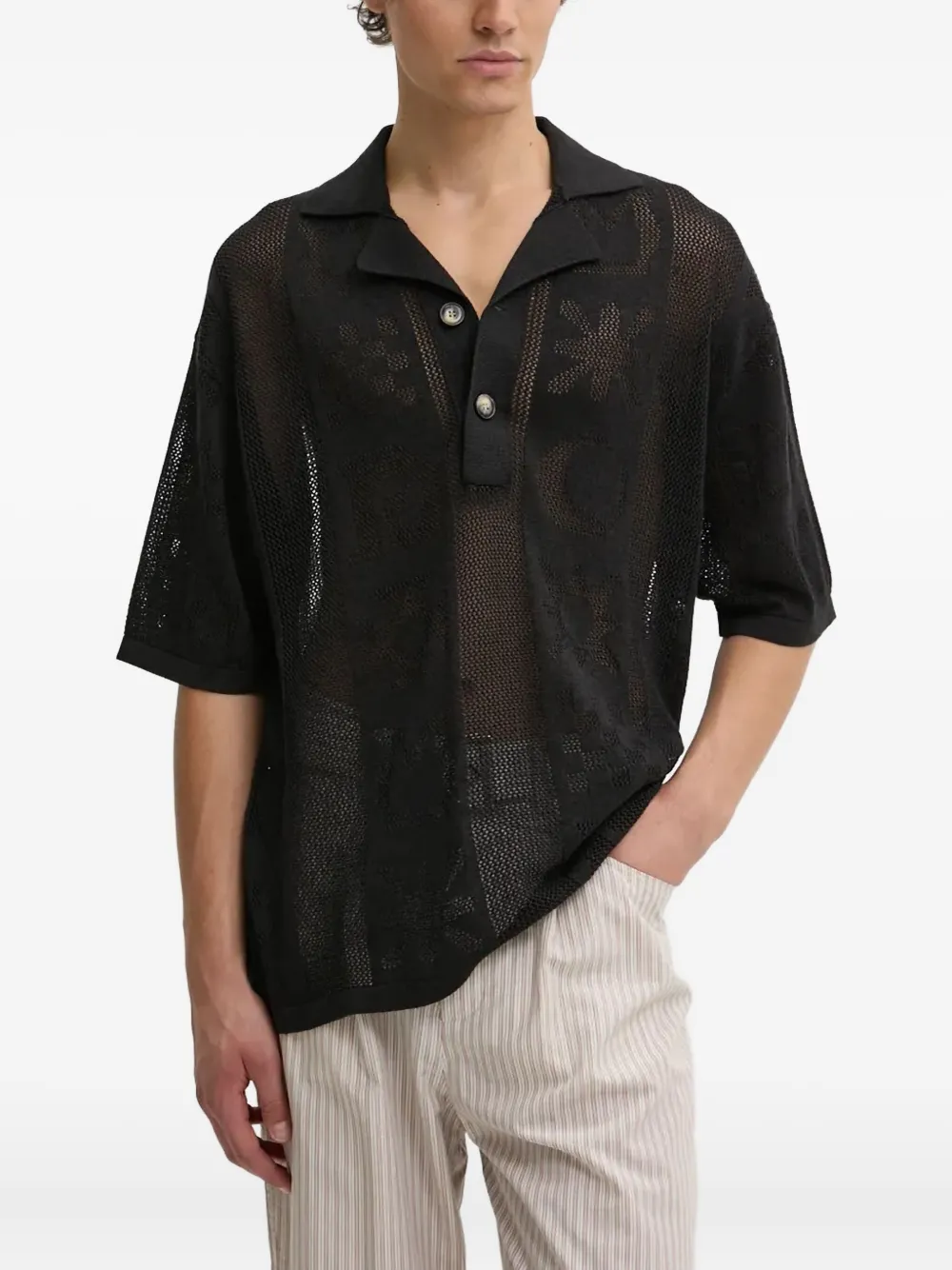 Nanushka Camisa polo com mesh e padronagem gráfica | Image 2