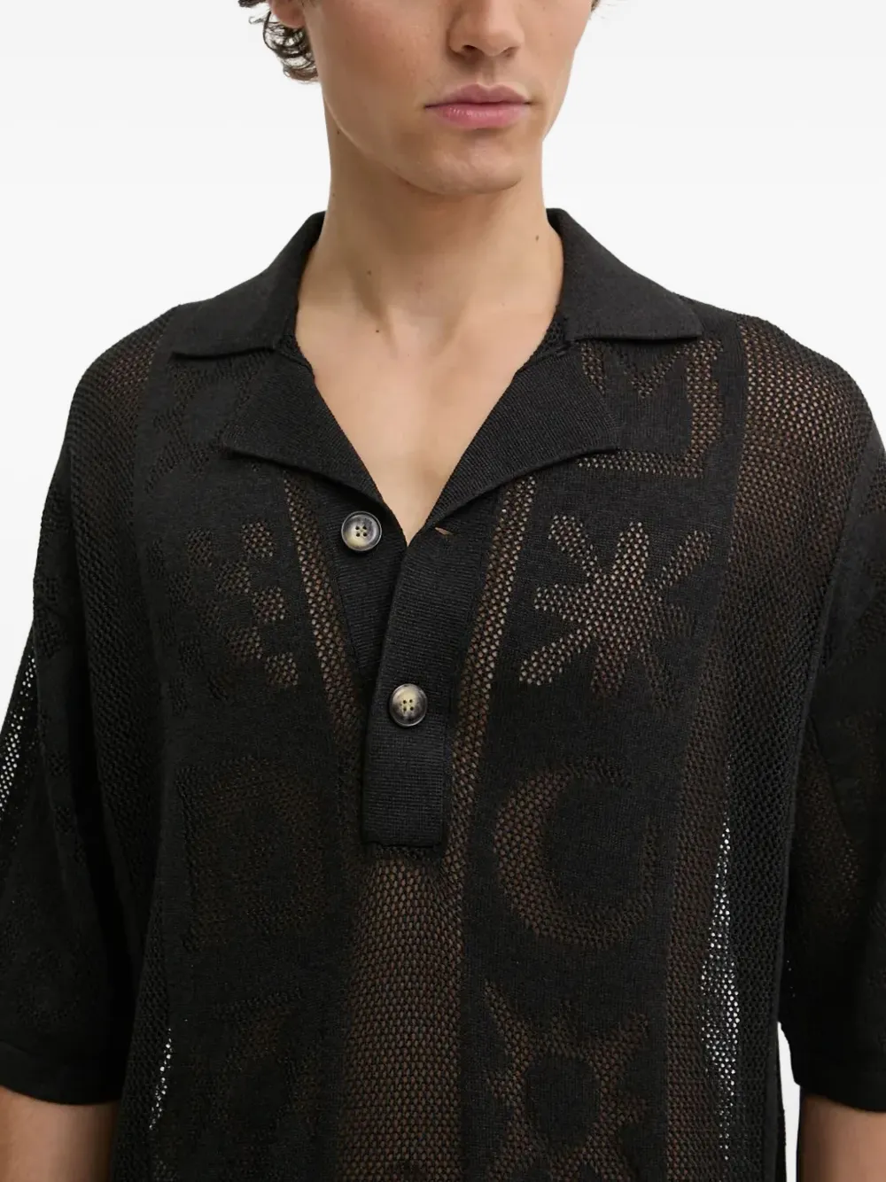 Nanushka Mesh poloshirt met grafisch patroon Zwart