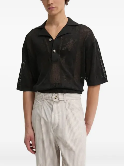 Nanushka graphic-pattern mesh polo shirt