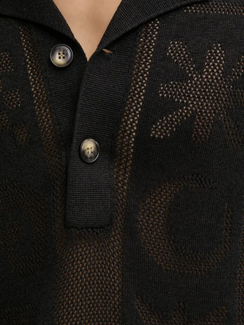 Nanushka Mesh poloshirt met grafisch patroon Zwart