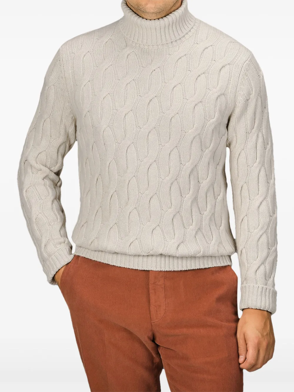 cable-knit sweater