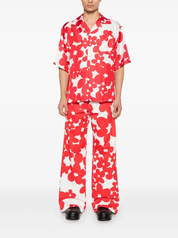 【送料&関税込】Marni Pijama Pants With Floral Pattern Marni floral-print Gabardine Trousers | Red | FARFETCH
