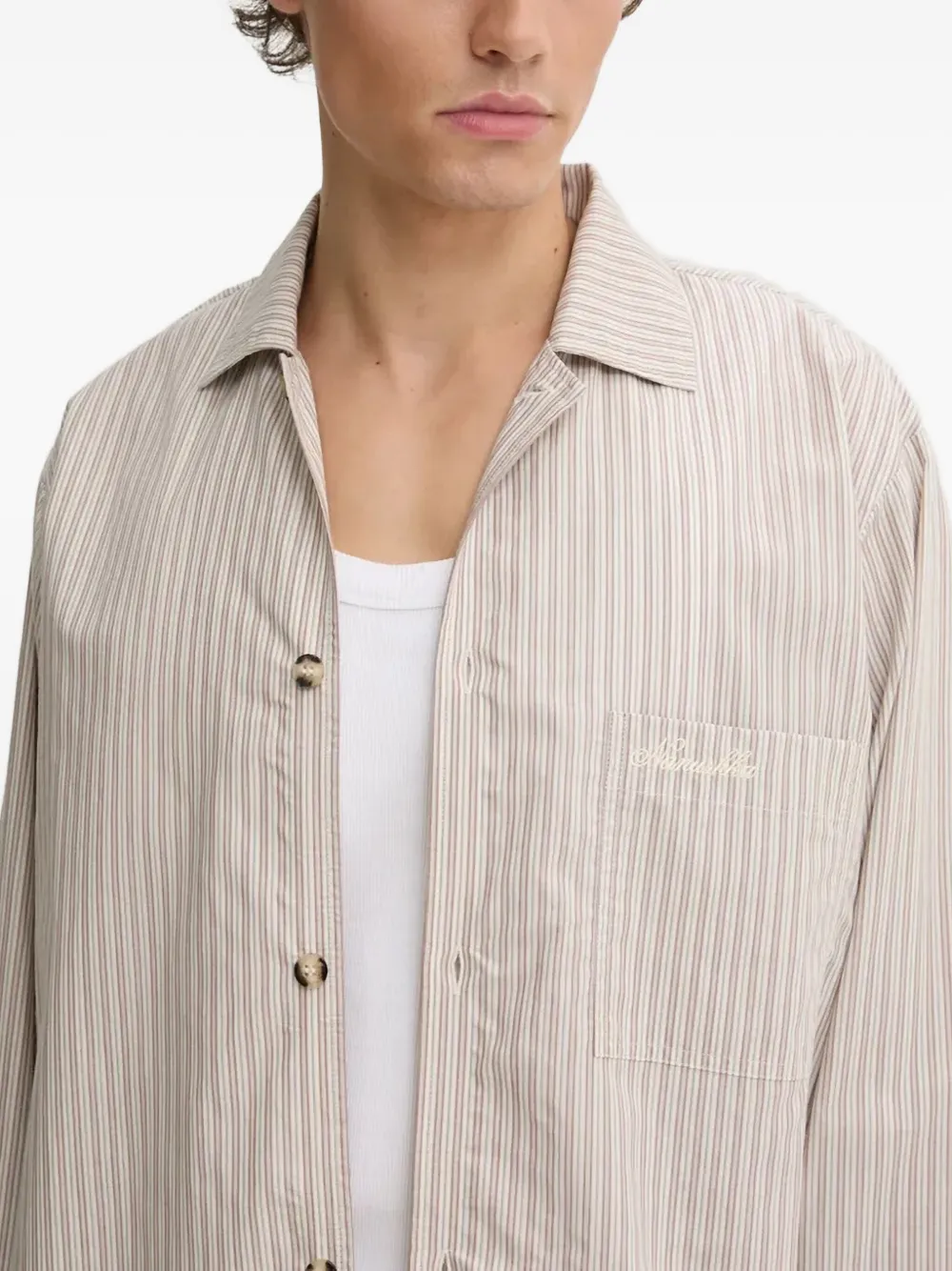 Nanushka Overhemd met geborduurd logo Beige