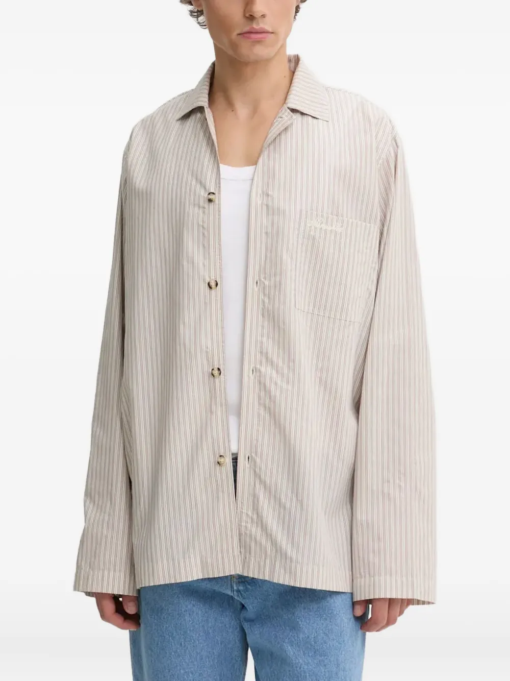 Nanushka Overhemd met geborduurd logo Beige