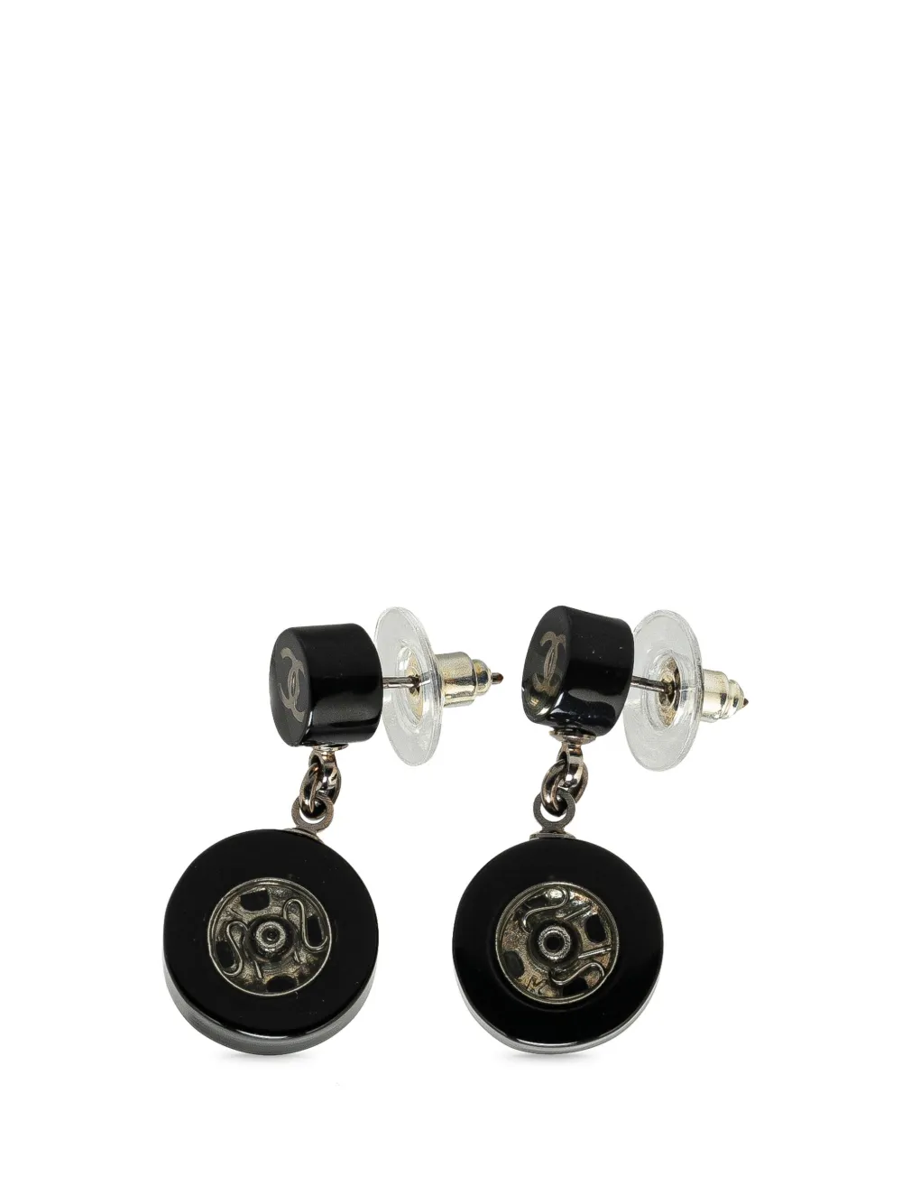 CHANEL Pre-Owned 2003 Resin CC Tire Drop costume earrings – Black