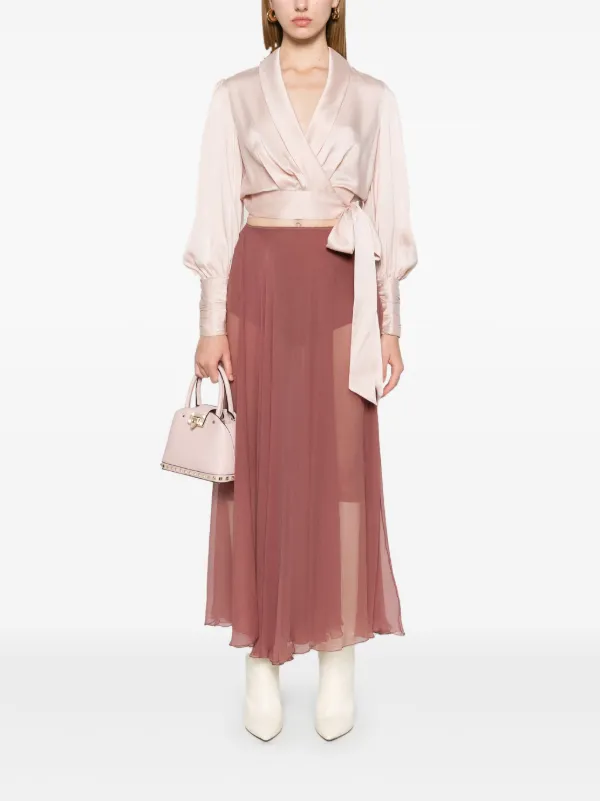 ZIMMERMANN Silk Wrap Top | Pink | FARFETCH
