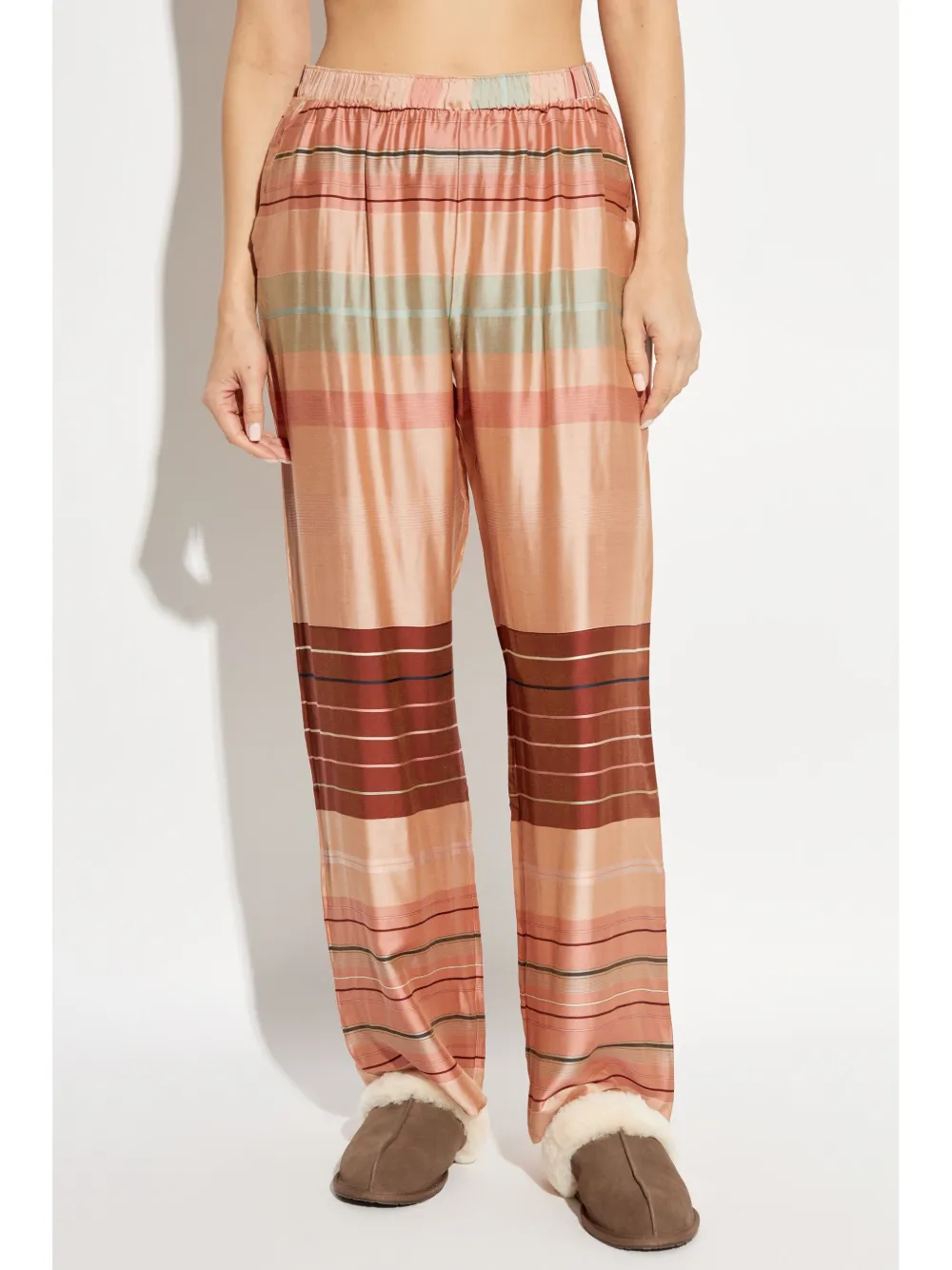 HANRO ELASTICATED-WAISTBAND STRIPED PAJAMA PANTS