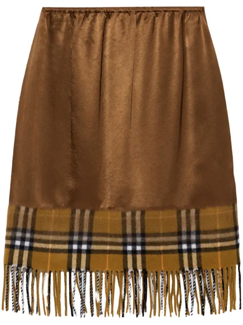 Jupe satiné à carreaux - Burberry - Modalova